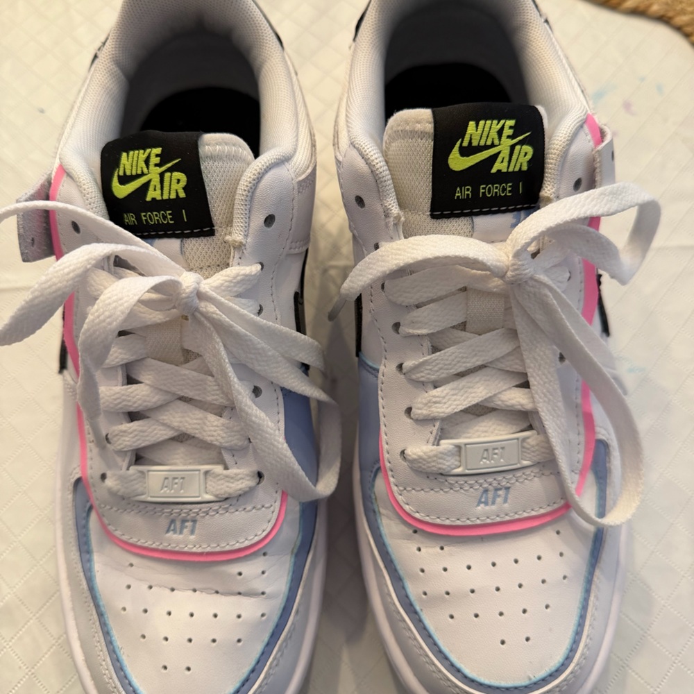 Nike Air Force 1 White with Pink and Blue Accents